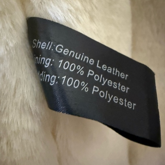 NEW!! Vintage Wilda Genuine Leather Shearling Hooded Belted Jacket Coat Black XL - Picture 5 of 7